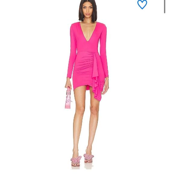 REVOLVE Superdown White Label Martyna Deep V Fully Lined Dress In Fuchsia - Picture 1 of 6